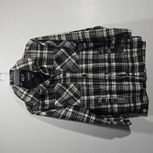 Stoosh Plaid Shirt Jacket Shacket Pockets Button-front S